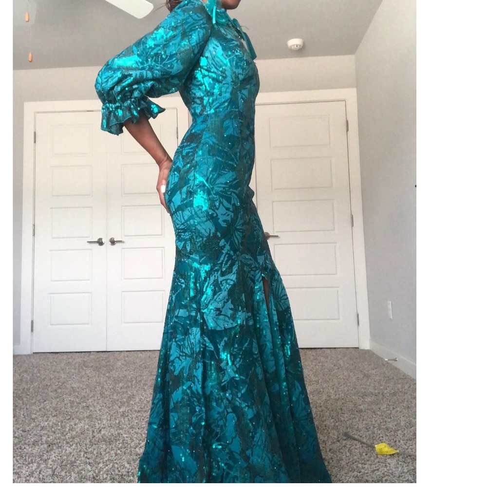 Green Sequin Customized Occassion Dress - Picture 4 of 9